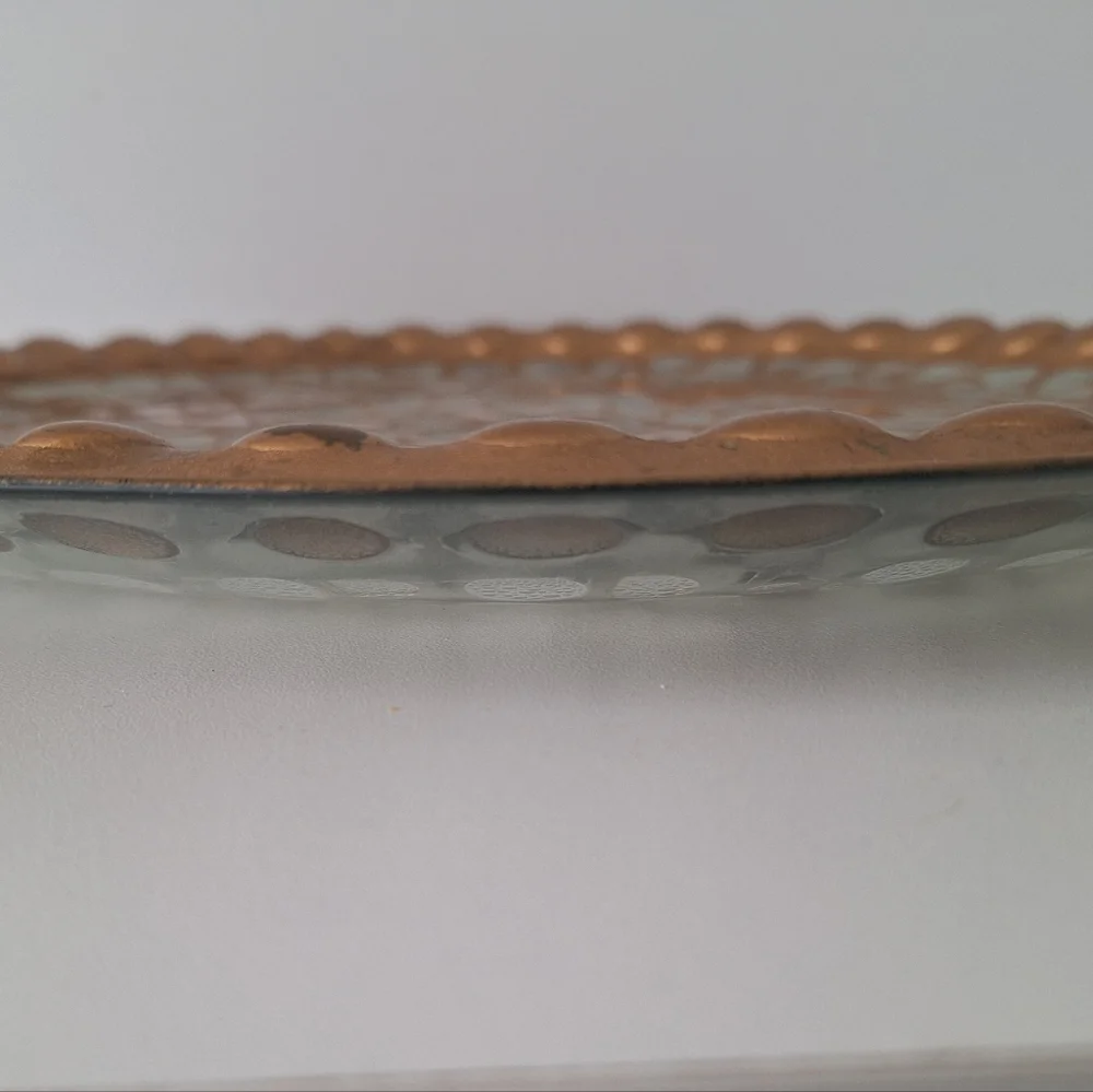 Pier 1 gold & clear glass centerpiece plate